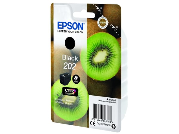 Epson 202 - 6.9 ml - svart - original - blære med RF/lyd-alarm - blekkpatron - for Expression Premium XP-6000, XP-6005