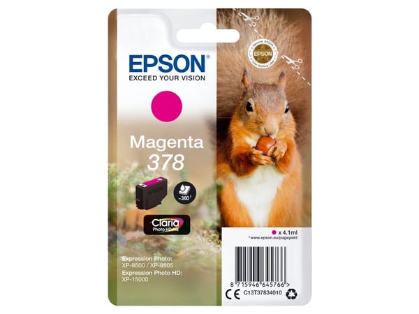 Epson 378 - 4.1 ml - magenta - original - blære med RF/lyd-alarm - blekkpatron - for Expression Home XP-8605, 8606; Expression Home HD XP-15000; Ex...