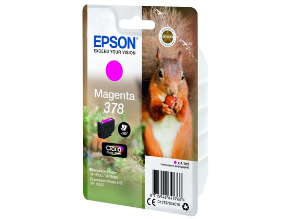 Epson 378 - 4.1 ml - magenta - original - blære med RF/lyd-alarm - blekkpatron - for Expression Home XP-8605, 8606; Expression Home HD XP-15000; Ex...