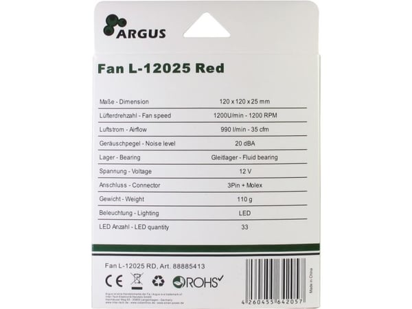 Argus L-12025 - Kabinettvifte - 120 mm - rød