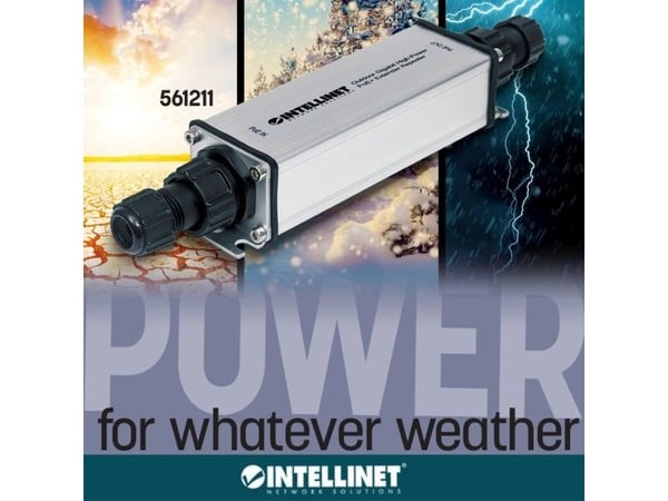 Intellinet 561211, 10,100,1000 Mbit/s, 10/100/1000Base-T(X), IEEE 802.3, IEEE 802.3ab, IEEE 802.3af, IEEE 802.3at, IEEE 802.3u, Svart, Grå, 4 W, CE...