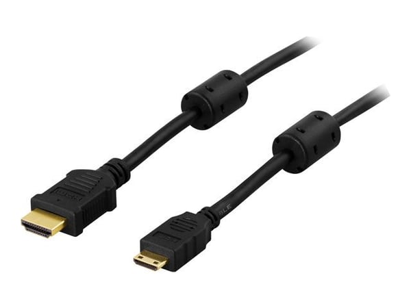 DELTACO - HDMI-kabel med Ethernet - HDMI hann til 19 pin mini HDMI Type C hann - 5 m - svart