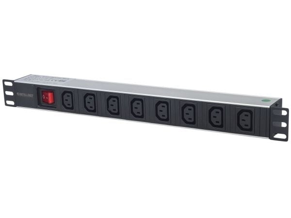 Intellinet 163620, 1U, Sort, Sølv, 8 AC-utganger, C13 kopling, 2 m, 110 - 250 V