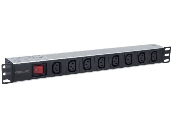 Intellinet 163620, 1U, Sort, Sølv, 8 AC-utganger, C13 kopling, 2 m, 110 - 250 V