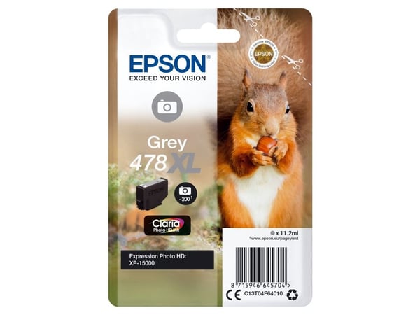 Epson 478XL - 11.2 ml - høykapasitets - grå - original - blekkpatron - for Expression Home HD XP-15000