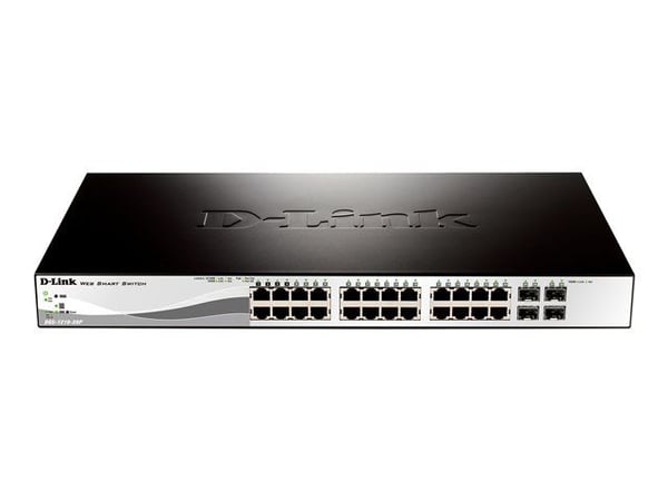 D-Link Web Smart DGS-1210-28P - Switch - Styrt - 24 x 10/100/1000 (PoE) + 4 x Gigabit SFP - stasjonær, rackmonterbar - PoE