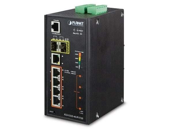 PLANET IGS-5225-4UP1T2S, Håndtert, L2+, Gigabit Ethernet (10/100/1000), Full tosidig, Strøm over Ethernet (PoE), Kan monteres på vegg