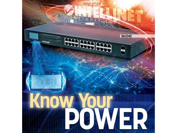 Intellinet 561242, Uhåndtert, Gigabit Ethernet (10/100/1000), Full tosidig, Strøm over Ethernet (PoE), Rack-montering, 1U