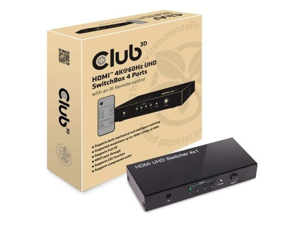 Club 3D SenseVision CSV-1370 - Video/audio switch - 4 x HDMI