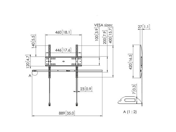 Vogel's PFW 4500 - Brakett - for flatpanel - låsbar - svart - skjermstørrelse: 42"-55" - veggmonterbar