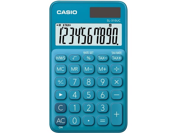 Casio SL-310UC - Fickkalkylator - 10 siffror - solcellspanel, batteri - blå