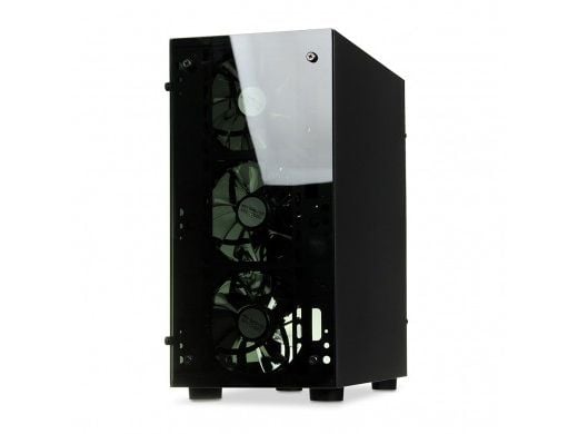 iBox PASSION V4 - Mini-Tower - Hærdet glas  Mini-ATX - ingen strømforsyning - USB/lyd - Sort