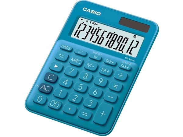 Casio MS-20UC - Skrivbordskalkylator - 12 siffror - solcellspanel, batteri - blå