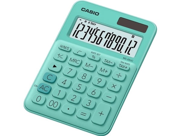 Casio MS-20UC - Skrivebordskalkulator - 12 sifre - solpanel, batteri - grønn