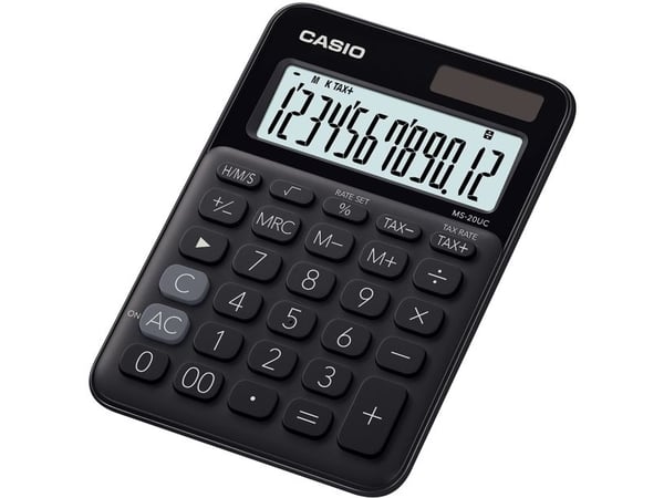 Casio MS-20UC - Skrivbordskalkylator - 12 siffror - solcellspanel, batteri - svart