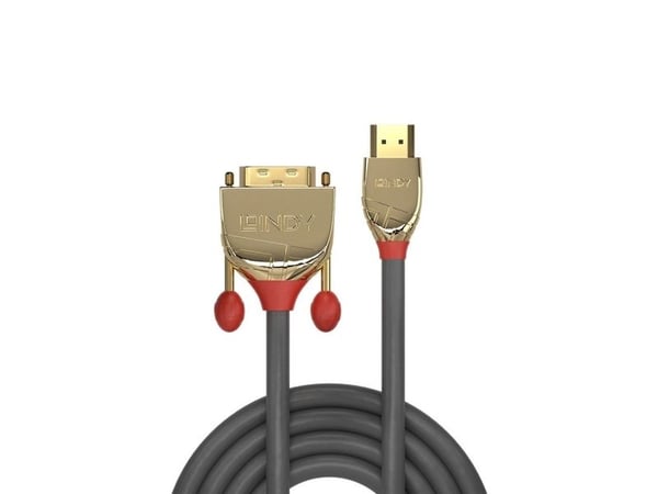 Lindy 36195, 2 m, HDMI tyyppi A (standardi), DVI-D, uros, naaras, kultainen