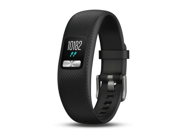 Garmin vívofit 4 - Aktivitetssporer med bånd - TPU-silikon - svart - båndbredde: S/M - åttefargers - Bluetooth, ANT+/ANT - 25 g