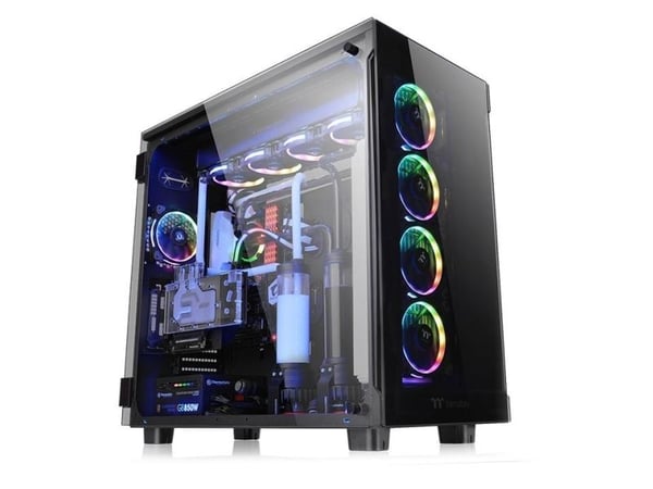 Thermaltake View 91 - Tempered Glass RGB Edition - tower - XL-ATX - sidepanel med vindu (herdet glass) - ingen strømforsyning (PS/2) - svart - USB/lyd
