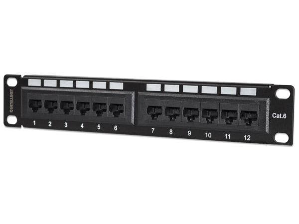 Intellinet 720748, RJ-45, U/UTP (UTP), Rackmontering, 1U, Svart, UL