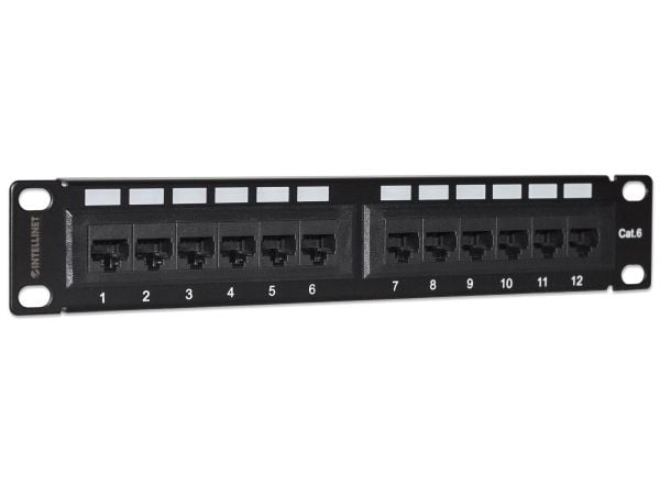 Intellinet 720748, RJ-45, U/UTP (UTP), Rackmontering, 1U, Svart, UL