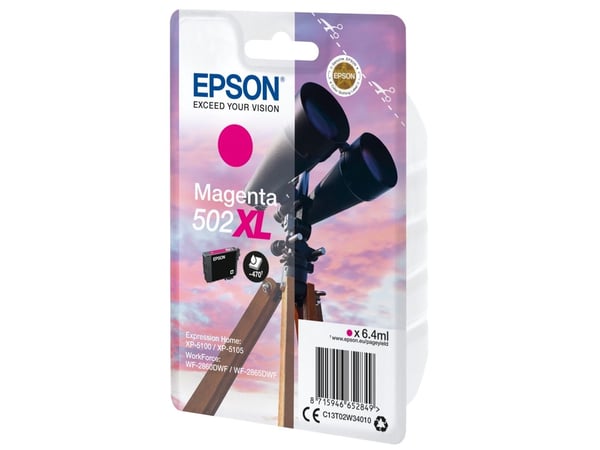 Epson 502XL - 6.4 ml - høykapasitets - magenta - original - blære med RF/lyd-alarm - blekkpatron - for Expression Home XP-5100, XP-5150; WorkForce ...