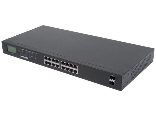 Intellinet 561259, Uhåndtert, Gigabit Ethernet (10/100/1000), Full tosidig, Strøm over Ethernet (PoE), Rack-montering