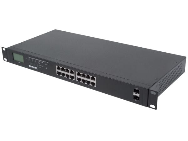 Intellinet 561259, Uhåndtert, Gigabit Ethernet (10/100/1000), Full tosidig, Strøm over Ethernet (PoE), Rack-montering