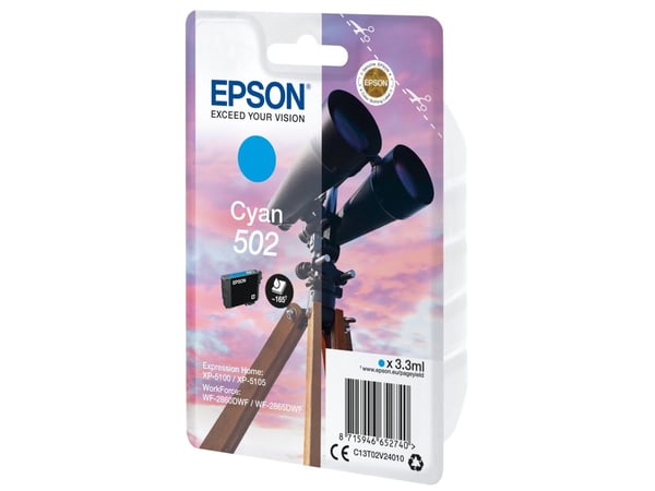 Epson Singlepack Cyan 502 Ink, Perusvärintuotto, Syaani, 3,3 ml, 1 kpl, 165 sivua