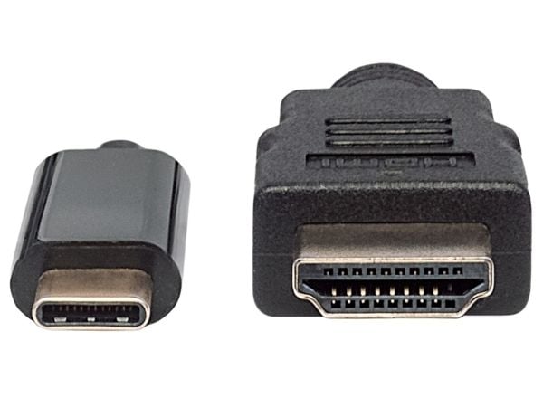 Manhattan 152235, 1 m, USB Type-C, HDMI Type A (Standard), Hankjønn, Hankjønn, Rett