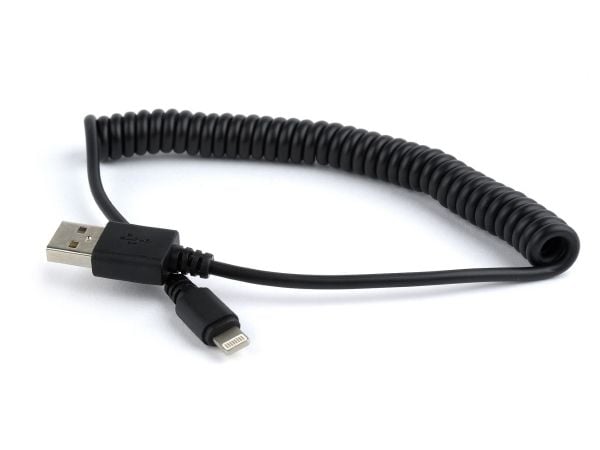 Cablexpert - Lightning-kabel - USB hann til Lightning hann - 1.5 m - skjermet - svart - formstøpt, spiral