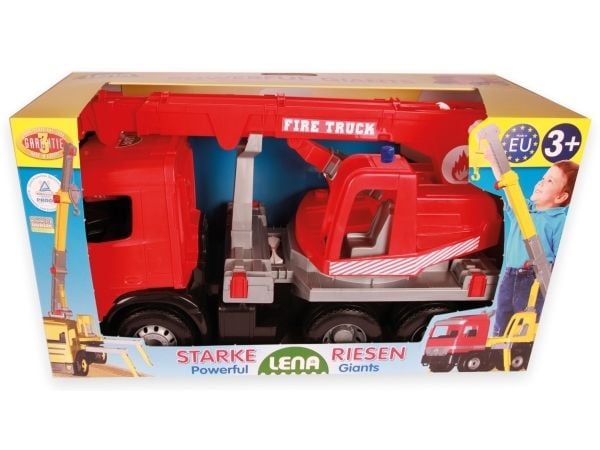 Lena GIGA TRUCKS Fire Crane truck Arocs, Kranbil, 3 år, Sort, Grå, Rød