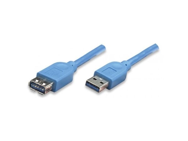 Techly 1.0m USB 3.0 A M/F, 1 m, USB A, USB A, USB 3.2 Gen 1 (3.1 Gen 1), Hankjønn/hunkjønn, Blå