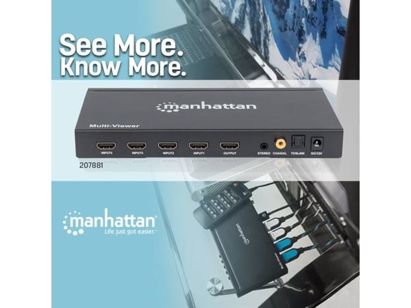 Manhattan 207881, HDMI, Metall, Sort, 480i, 480p, 576i, 576p, 720p, 1080i, 1080p, 2,25 Gbit/s, Aktivitet, Kraft indikator