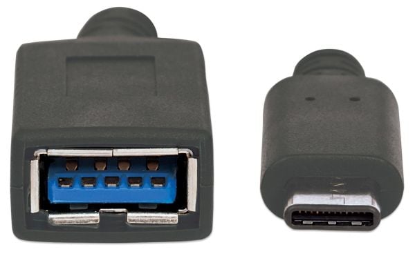 Manhattan 355285, 0,15 m, USB C, USB A, USB 3.2 Gen 1 (3.1 Gen 1), 5 Gbit/s, Sort
