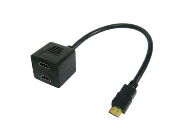 Techly 0,3 m HDMI - 2x HDMI M/F, 0,3 m, HDMI typ A (standard), 2 x HDMI typ A (standard), svart