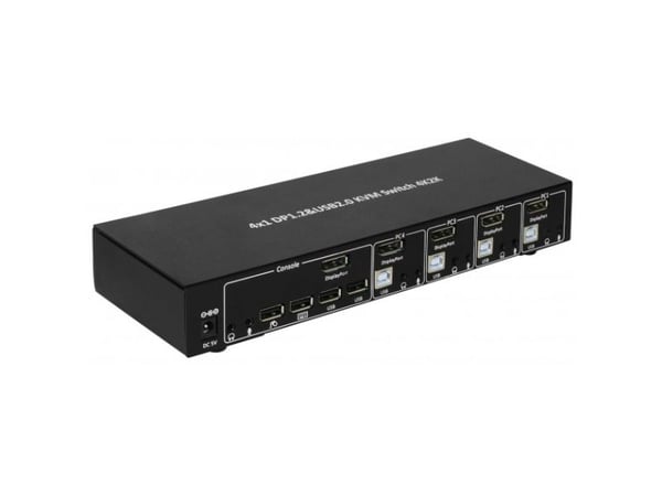 TECHly 4 Port DisplayPort 1.2 KVM Switch with Hub and audio - KVM / lyd / USB-svitsj - 4 x KVM/lyd - 1 lokalbruker - stasjonær