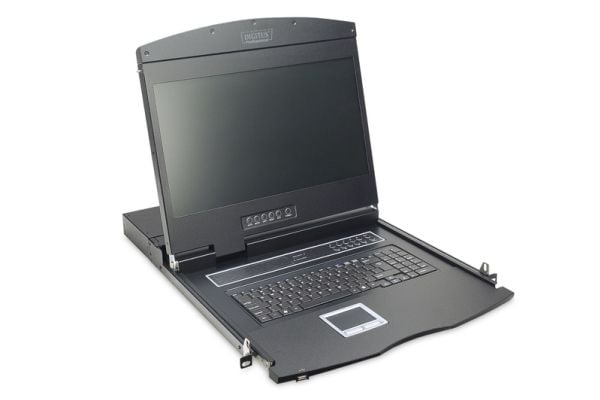 Digitus Professional DS-72211-5GE - KVM-konsoll med KVM-svitsj - 16 porter - Tysk - 19" - kan monteres i rack - 1366 x 768 @ 60 Hz - 1000:1 - svart...