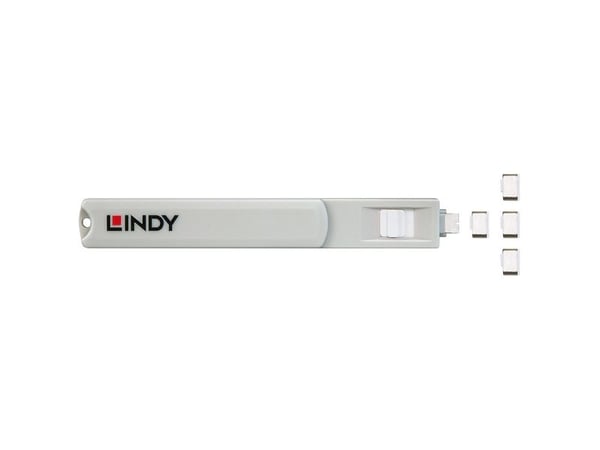 Lindy 40427, Portin lukitsin + avain, USB Type-C, Valkoinen, 5 kpl, 10 g