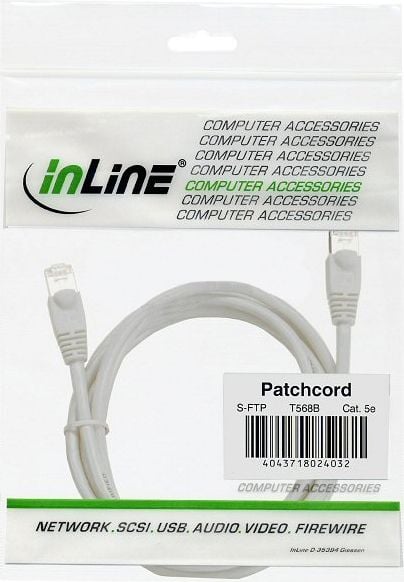 InLine 72500W, 10 m, Cat5e, SF/UTP (S-FTP), RJ-45, RJ-45, Hvit
