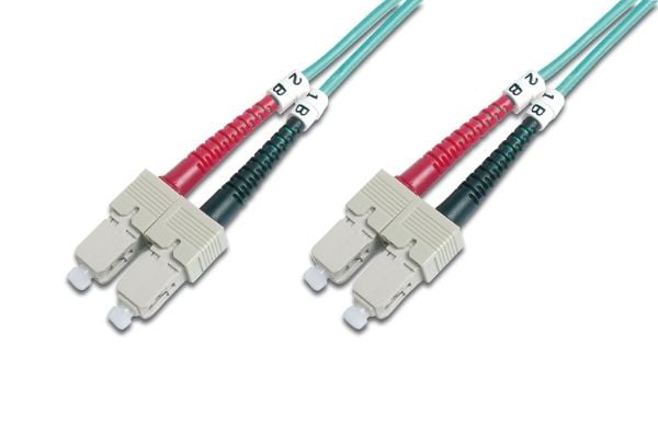 DIGITUS Professional - Koblingskabel - SC flermodus (hann) til SC flermodus (hann) - 2 m - fiberoptisk - dupleks - 50 / 125 mikroner - OM3 - haloge...