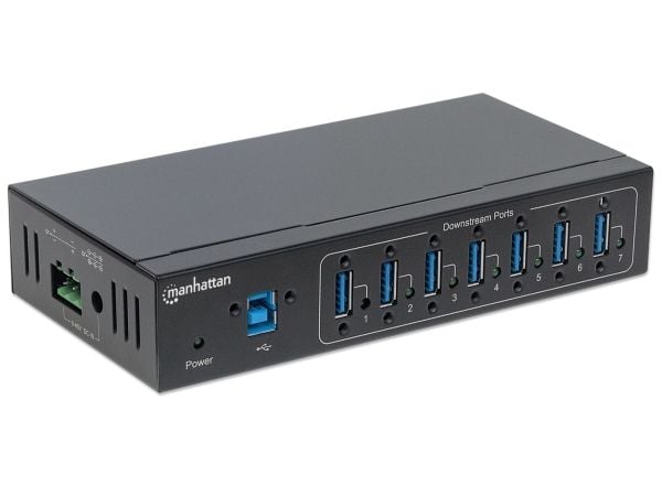Manhattan 164405, USB 3.2 Gen 1 (3.1 Gen 1) Type-B, USB 3.2 Gen 1 (3.1 Gen 1) Type-A, 5000 Mbit/s, Svart, Metall, 1 m