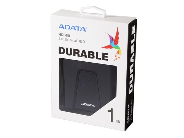 ADATA HD680 - Harddisk - kryptert - 1 TB - ekstern (bærbar) - USB 3.1 - 256-bit AES - svart