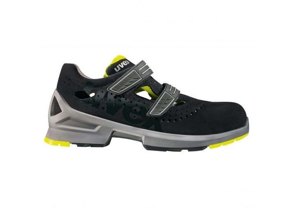 Uvex 85428, Unisex, Voksen, Vernesandaler, Sort, Limefarget, ESD, S1, SRC, Hekte og malje