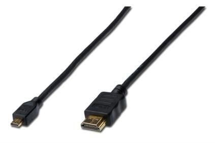ASSMANN - HDMI-kabel med Ethernet - 19 pin micro HDMI Type D hann til HDMI hann - 1 m - trippel beskyttelse - svart