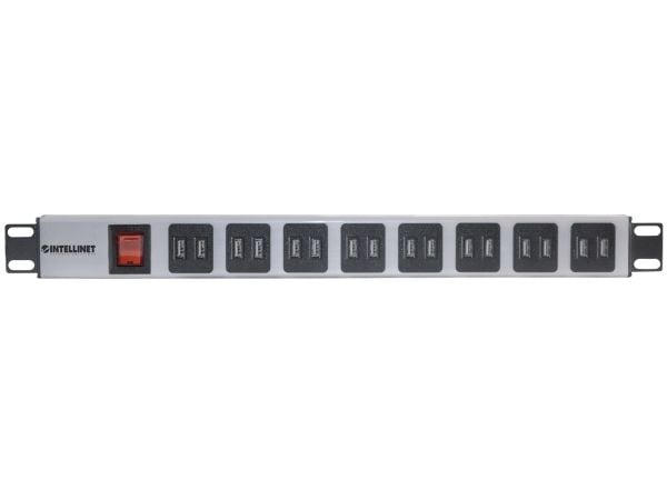 Intellinet 164580, 1U, Aluminium, Blå, Grå, Type F, 2 m, 240 V
