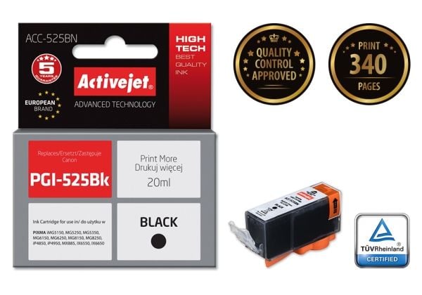 Activejet ACC-525BN, Korkea (XL) värintuotto, Musta, Väriainepohjainen muste, 20 ml, 1 kpl, Kertapakkaus