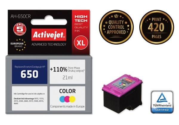 Activejet AH-650CR, Høyt (XL) utbytte, Fargestoffbasert blekk, 21 ml, 420 sider, 1 stykker, Enkeltpakke