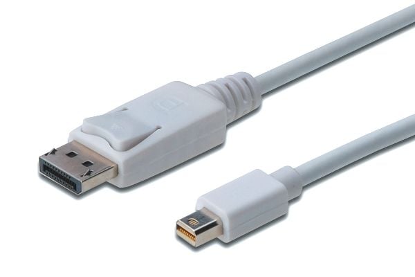 ASSMANN - DisplayPort-kabel - Mini DisplayPort (hann) til DisplayPort (hann) - 1 m - formstøpt - hvit