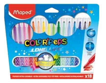 Maped 845021, Medium, 18 färger, Rundad spets, 3,6 mm, Multifärg, Barn