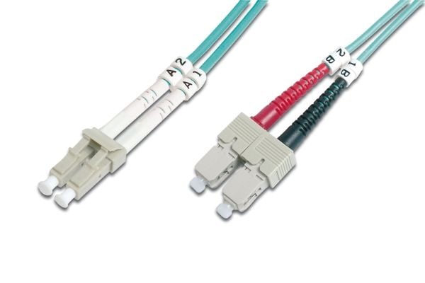 DIGITUS - Koblingskabel - LC multimodus (hann) til SC flermodus (hann) - 10 m - fiberoptisk - 50 / 125 mikroner - OM3 - med støvel, halogenfri - ak...